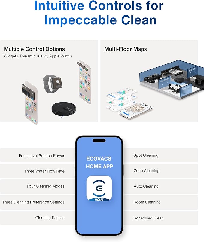 ECOVACS DEEBOT T30e Omni Robot Vacuum and Mop, 25,000Pa Strong Suction, ZeroTangle 3.0 Anti-Tangle for Pet Hair, Self-Empty & Hot Air Drying, Auto Mop Lift, Smart Mapping, for Carpet & Hard Floor - Image 7