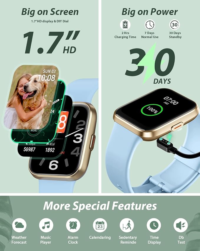 Tensky Smart Watch for Men Women(Call Receive/Dial), Alexa Built-in, 1.8" Touch Screen Fitness Tracker with Heart Rate Sleep Tracking, 100 Sports Modes, 3ATM Waterproof Smartwatch for Android iPhone - Image 6