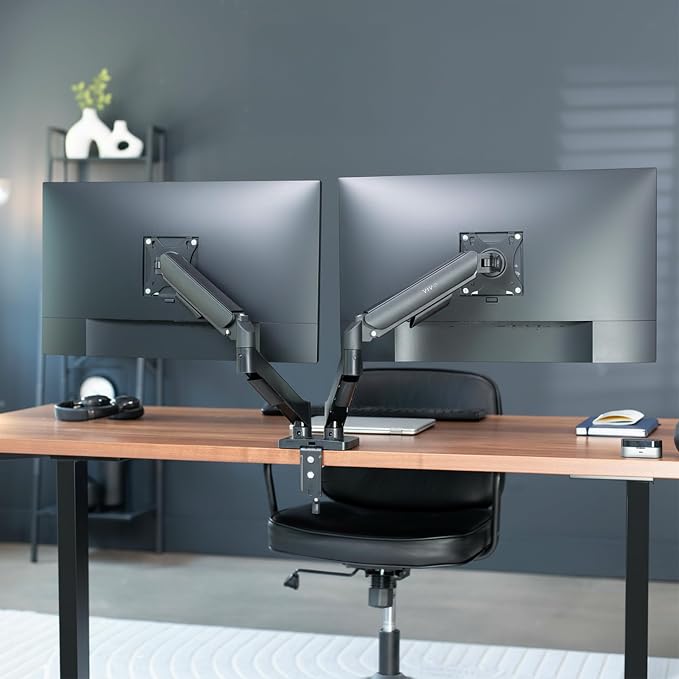 VIVO Dual Monitor Stand, Fully Adjustable Arms for 17 to 32 inch Screens, Mechanical Articulating Desk Mount, Gaming and Office Setups, VESA 75x75, 100x100, Max 19.8 lbs, Classic, Black, STAND-V002O - Image 9