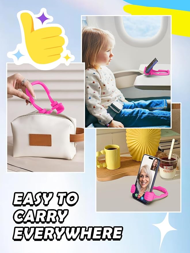 Teens Girls Women Gifts Cell Phone Holder: Thumbs Up Lazy Phone Holder for Desk Gifts for Adults Kids Teenager Wife Mom Funny White Elephant Useful Christmas Stocking Stuffers Trendy Stuff Hot Pink - Image 7