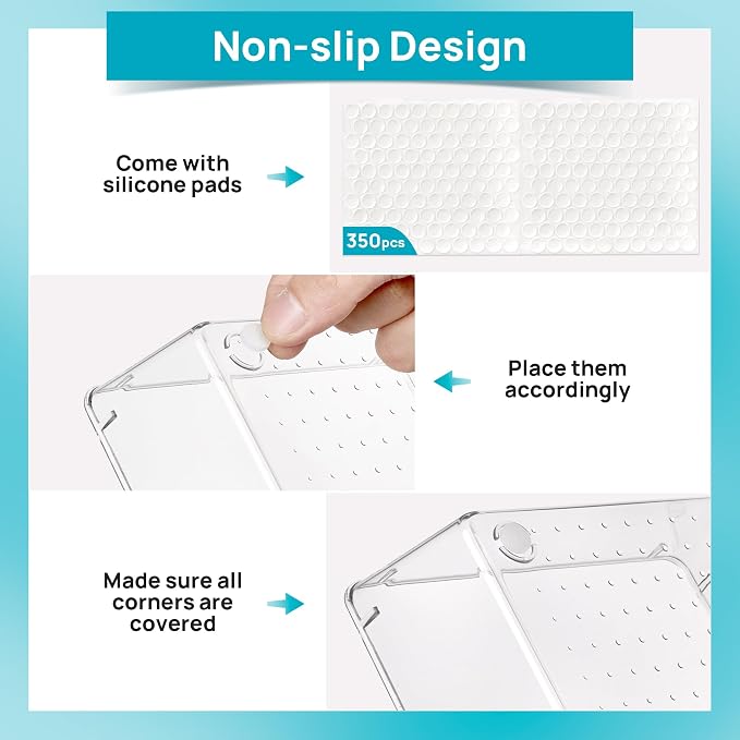 Vtopmart 72 PCS Clear Plastic Drawer Organizers Set, 4-Size Versatile Bathroom and Vanity Organizer Trays, Non-Slip Storage Containers for Makeup, Jewelries, Bedroom,Kitchen Utensils and Office | 4-Size Versatile Makeup Organizer, Non-Slip Storage Cont... - Image 7