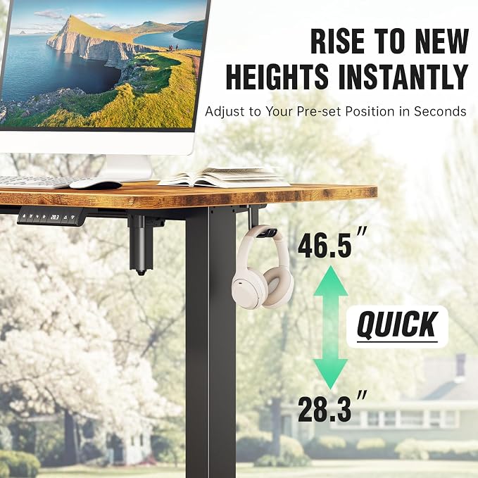 Veken Standing Desk, Brown, 47.2×23.6 Inch | Height Adjustable Sit Stand Up Computer Tables for Home Office, Study , Writing, Suit students, employees and group work - Image 9