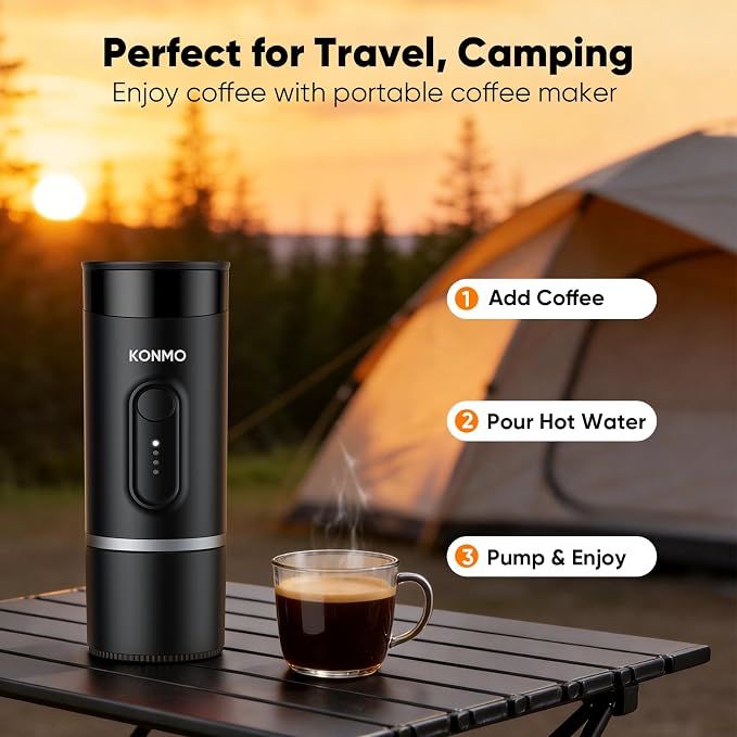 Portable Espresso Machine for Travel, Mini Coffee Maker Works with Capsules & Ground Coffee, USB-C Rechargeable for Outdoor Camping Car RV Business Trips - Image 7