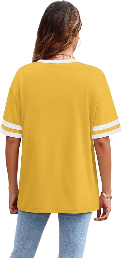 WIHOLL Womens T Shirts Loose Fit Short Sleeve Tees Crew Neck Color Block Summer Tops 2026 Fashion - Image 4