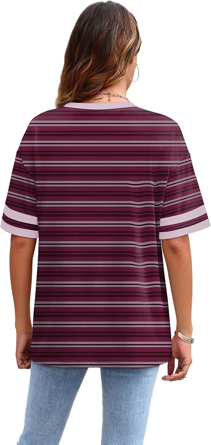 WIHOLL Womens T Shirts Loose Fit Short Sleeve Tees Crew Neck Color Block Summer Tops 2026 Fashion - Image 4