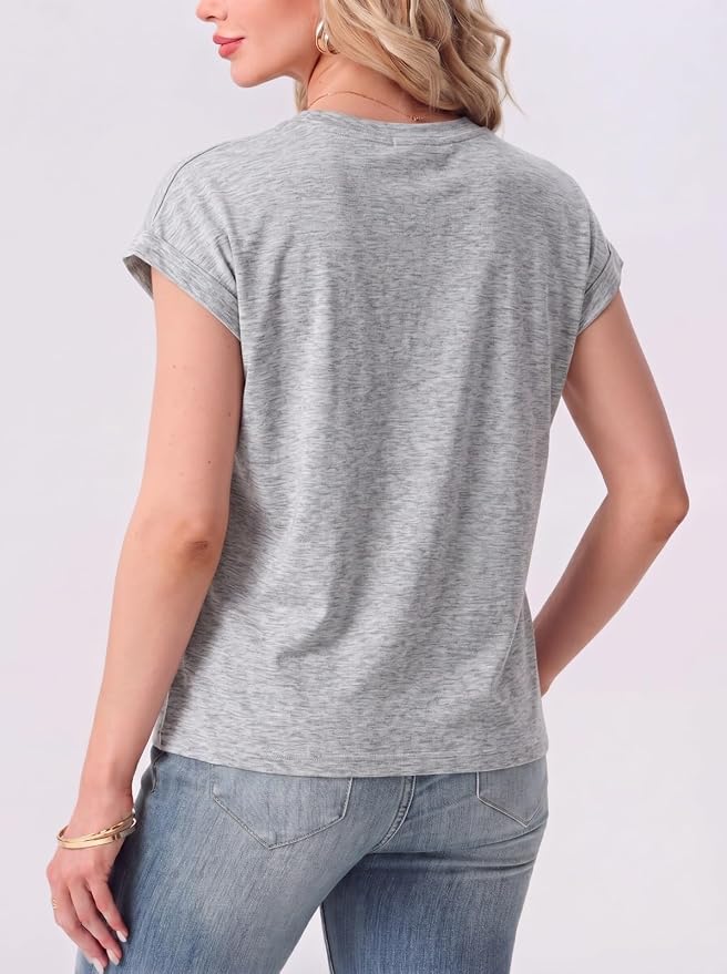 GRECERELLE Womens Summer Tops Cap Sleeve Crew Neck Basic T-Shirt | Everyday Casual Wear, Layering Friendly, Wrinkle-Resistant, Business Casual Ready, Lightweight & Packable, Capsule Wardrobe - Image 7