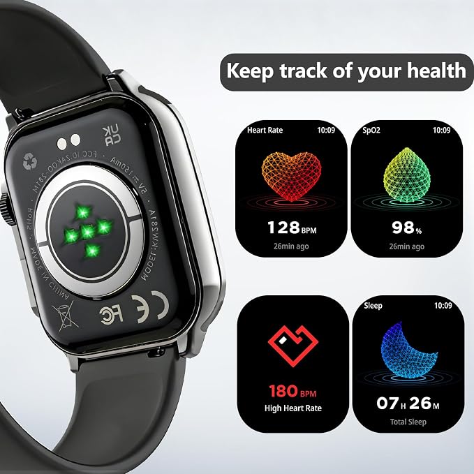 Smart Watch for Men, 2.01" AMOLED Curved HD Screen Smart Watch, Fitness Tracker with 24/7 Heart Rate/Sleep Monitor, IP68 Waterproof Running Watch, Compatible with iOS & Android for Daily Workout Black - Image 8