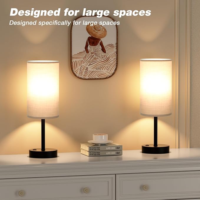 Fenmzee Touch Bedroom Lamp - Grey, 3-Way Dimmable, USB A + C Charging, AC Outlet, 17.4inch Medium - Image 7
