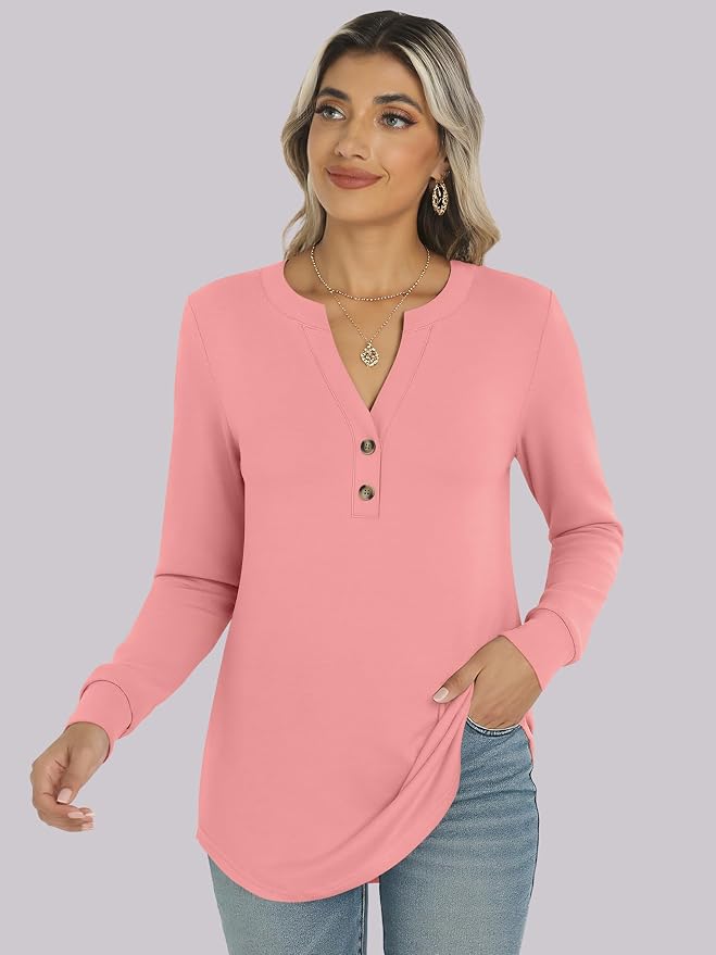 ANRABESS Women's Long Sleeve Shirts 2026 Spring Fashion Dressy Casual Tops Trendy Henley Blouses Cute Work Outfits Clothes - Image 7