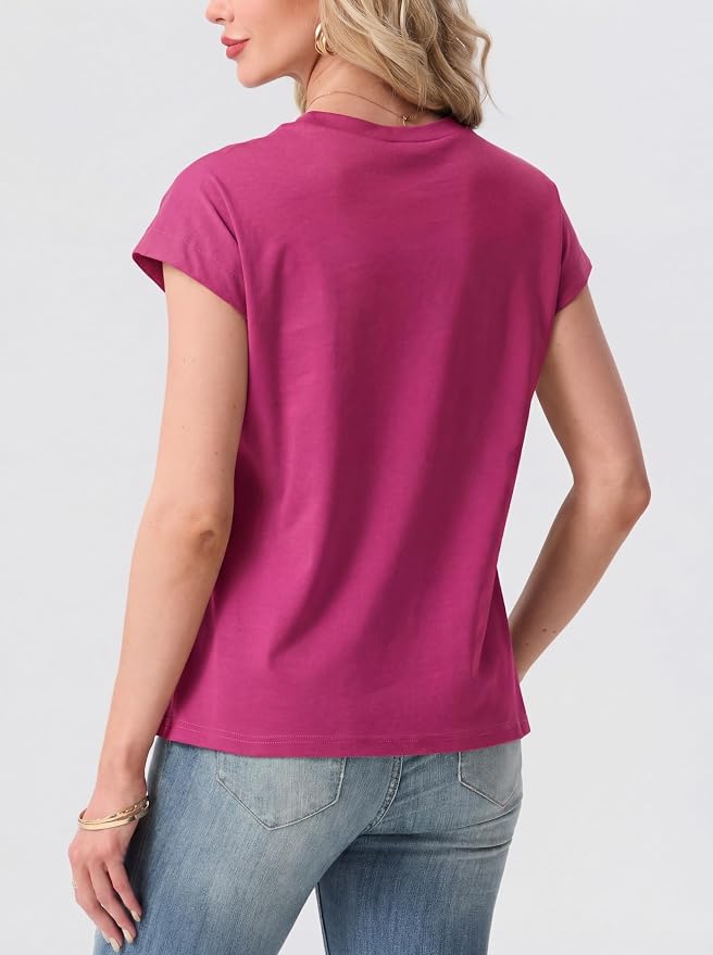 GRECERELLE Womens Summer Tops Cap Sleeve Crew Neck Basic T-Shirt | Everyday Casual Wear, Layering Friendly, Wrinkle-Resistant, Business Casual Ready, Lightweight & Packable, Capsule Wardrobe - Image 7