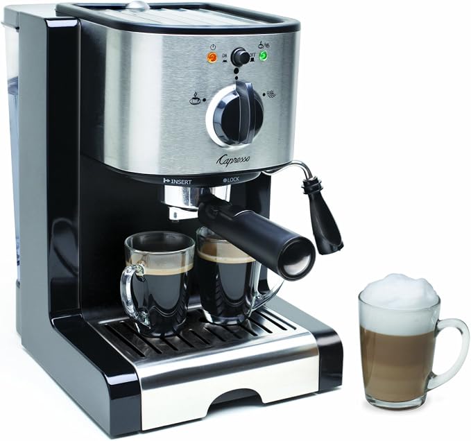 Capresso 116.04 Pump Espresso and Cappuccino Machine EC100, Black and Stainless, 46 oz by Capresso