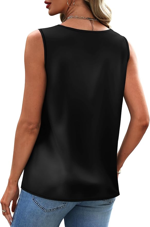 Sipaya Silk Satin Tank Tops for Women V Neck Summer Tops Sleeveless Camisole Business Casual Outfits Work Blouses - Image 4