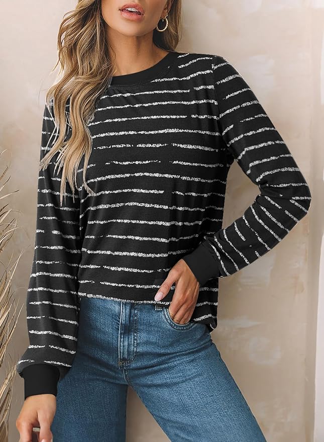 EVALESS Womens Crewneck Long Sleeve Tops Casual Polka Dots Tops Fall 2026 Tshirts Shirts - Image 7