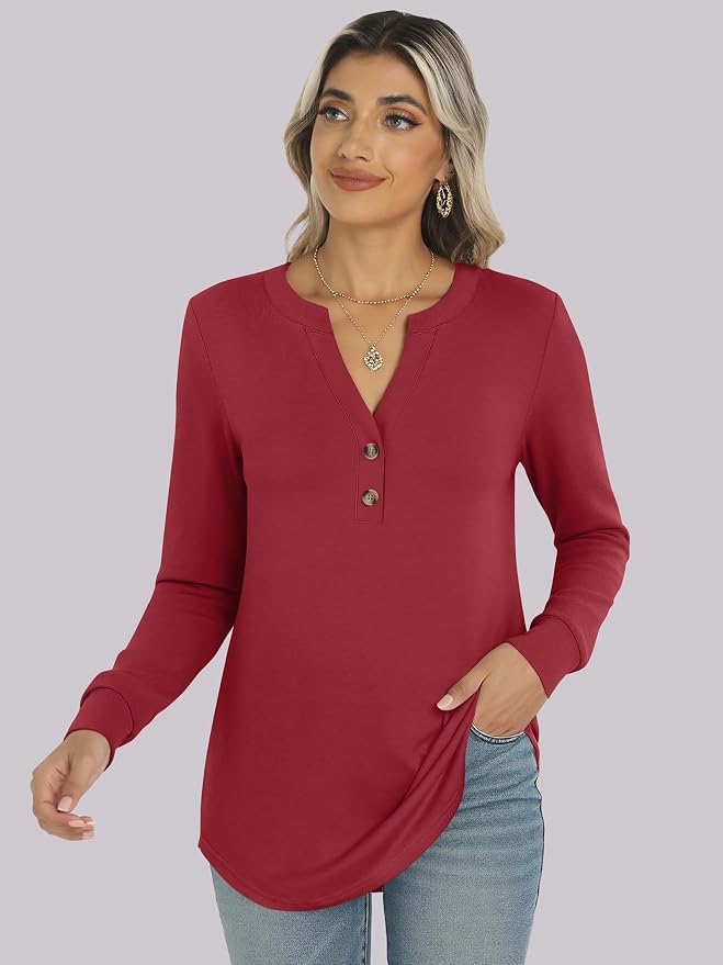 ANRABESS Women's Long Sleeve Shirts 2026 Spring Fashion Dressy Casual Tops Trendy Henley Blouses Cute Work Outfits Clothes - Image 6