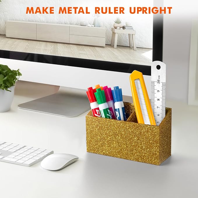 BEYGORM Magnetic Dry Erase Marker Holder for Whiteboard & Refrigerator | Non-slip Acrylic Pen Holder for Classroom, Fridge Magnet, Locker Organizer Accessories, Teacher & School Supplies(Gold) - Image 7
