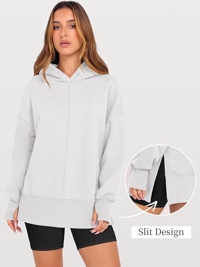 ANRABESS Womens Oversized Hoodies Long Sleeve Fleece Side Slit Hooded Sweatshirts Pullover 2026 Fall Outfits Y2K Clothes - Image 7