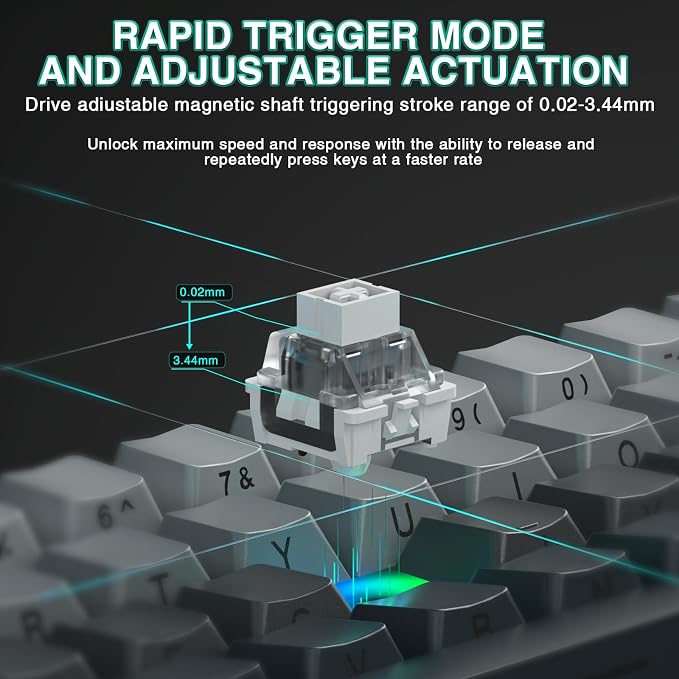 Aula WIN60 HE - 60% Mechanical Gaming Keyboard Wired, Hall Effect Magnetic Switch Hot Swappable,8000 Hz Polling Rate, RGB Keyboard 60 Percent Compact Design for PC (Gradient Gray) - Image 8