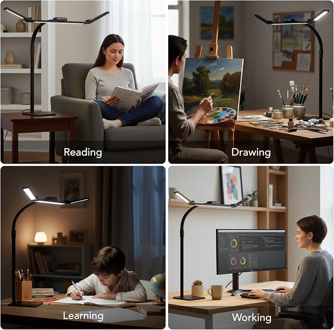 LED Desk Lamp for Home Office with Base, 28.2" Adjustable Gooseneck Swing Arm Ultra Bright Desk Light, Dimmable Architect Table lamp for Desktop Computer Light, Reading, Study, Workbench - Image 7