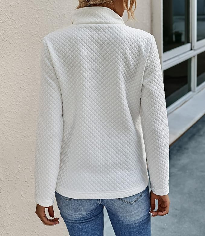 BTFBM Women Fashion Quilted Pattern Lightweight Zipper Long Sleeve Plain Casual Ladies Sweatshirts Pullovers Shirts Tops - Image 4