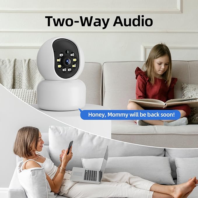 Hawkray 360° 2K 3MP Security Camera Indoor,2.4/5GHz WiFi Smart Motion Alert with AI & 911 Connect,Color Night Vision,355° Pan 60° Tilt,Two-Way Talk - Image 7