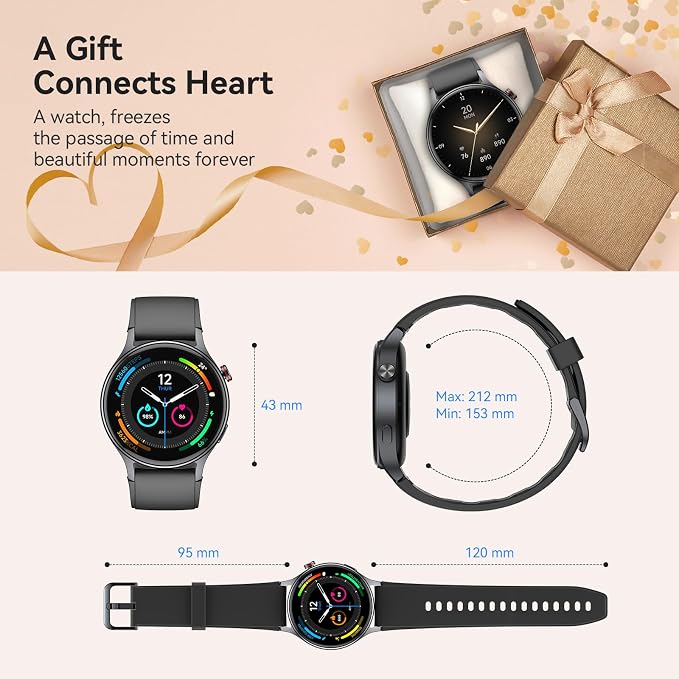Smart Watch for Men Women, Answer/Make Call, 1.32'' AMOLED Ultra-Clear Screen Fitness Tracker with Heart Rate/Sleep/SpO2 Monitor, Smartwatch for iPhone/Samsung/Android, 110 Sport Mode, 3ATM Waterproof - Image 8