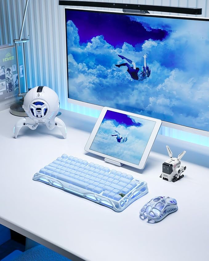 GravaStar Mercury K1 75% Wireless Mechanical Gaming Keyboard RGB Backlit | Gasket Mount, Hot Swappable Linear Switches, Creamy Sound Keyboard, 2.4GHz/USB-C/Bluetooth 5.0, for Win/Mac【Ice Blue】 - Image 9