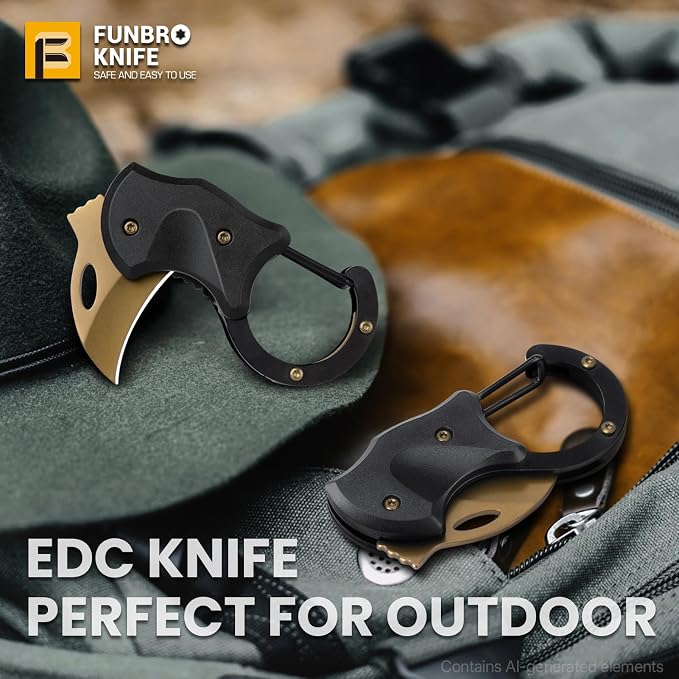 FUNBRO Small Pocket Knife for Men, Edc Knives Tool | Cool Folding Knife Box Cutter with 1.34inch Sharp Blade, Great Gift for Men (gold) - Image 8