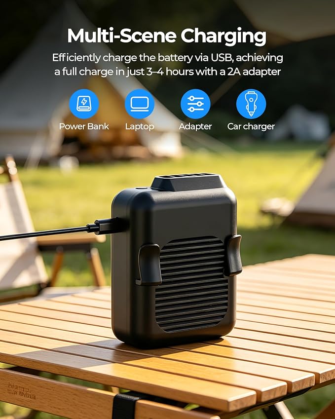 SLENPET Portable Waist Clip Fan, 6000mAh Battery Operated Necklace Fan, 23 Hours Working Time, 3 Speeds, 5100RPM Strong Airflow Hands-free Belt Fan for Outdoor Works, Farm, Hiking, Camping, Travel - Image 7