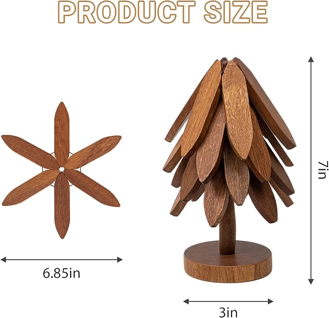 Yuoyar Wooden Tree-Shaped Trivets Set for Coffee Table, Kitchen - Image 7