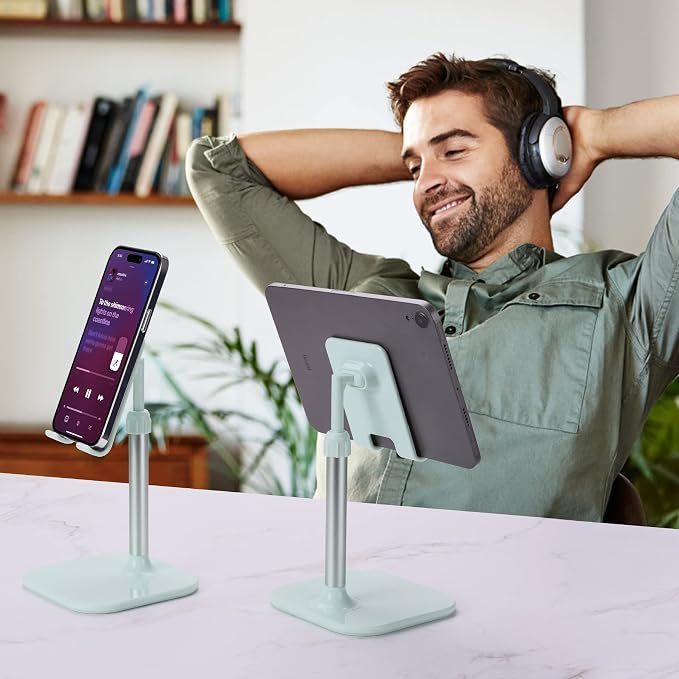 Doboli Cell Phone Stand, Phone Stand for Desk, Phone Holder Stand Compatible with iPhone and All Mobile Phones Tablet, Gifts for Adults Women Men Mom Wife, Turquoise - Image 7