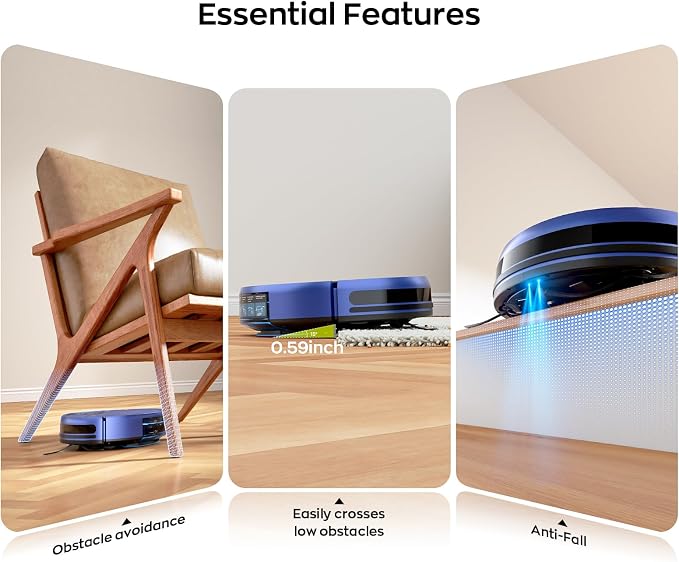MANVN Robot Vacuum and Mop Combo for Pet Hair, Robotic Vacuum for Hard Floors and Carpets, 2.87'' Ultra-Slim, with 3D Obstacle Avoidance, Wi-Fi/App/Voice Controlled, Self-Charging - Image 8