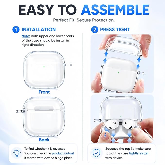 for AirPods Pro 3 Clear Case 2025, Military-Grade Shockproof, Soft TPU Highly Transparent Anti-Yellowing for AirPods Pro 3 Case with Cleaning Kit & Cute Round Buckle, Clear White - Image 8