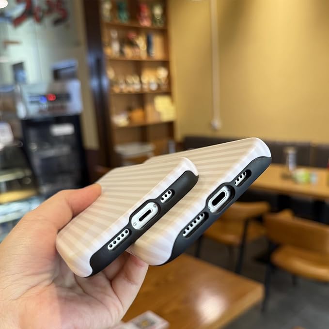 for iPhone 15 Plus/14 Plus Case Striped Cute Aesthetics Phone Case Trendy Protective Shockproof Cover for iPhone 15 Plus/14 Plus White - Image 7