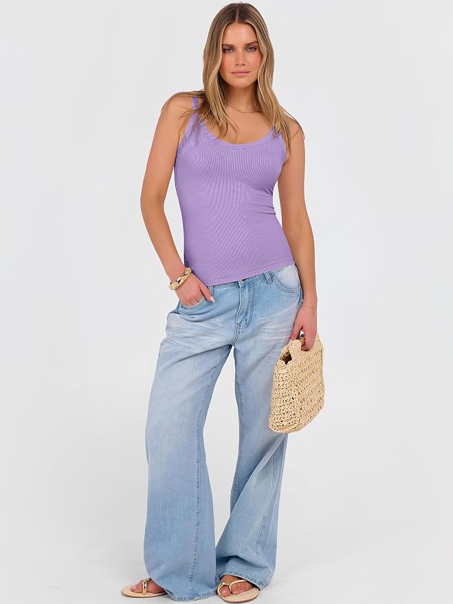 ANRABESS V Neck Tank Tops for Women Ribbed Knit Camisole 2026 Summer Casual Sleeveless Slim Fitted Basic Cami Shirts Clothes - Image 6