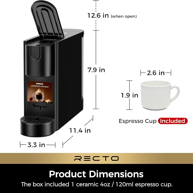 CHULUX RectoCafé Espresso Coffee Machine for Nespresso Original Capsule Pod | Extra Mini Design, 20 Bar Professional Italian Pump, Food-Grade Materials, Quiet with Low-Vibration Brewing for Home & Office - Image 9