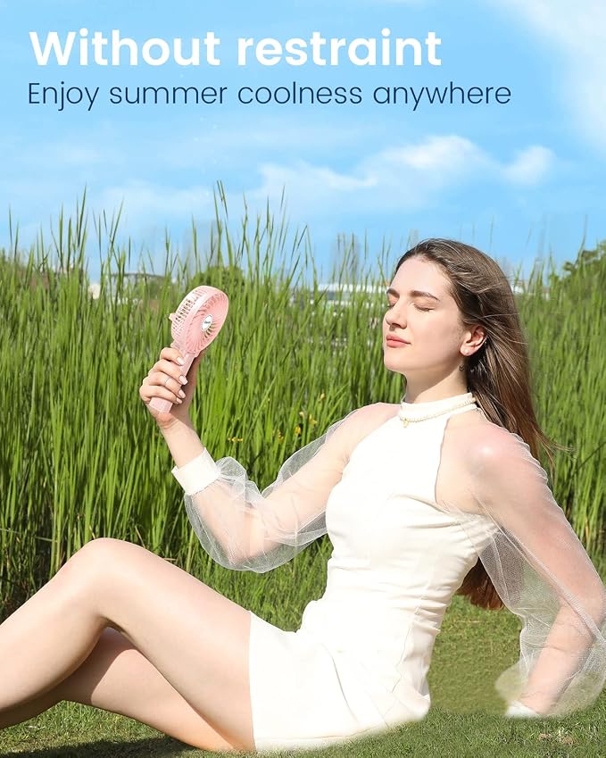 EasyAcc Mini Handheld Fan, Personal Cooling Fan Folding USB Desk Fan Small Portable Table Fan for Travel Camping Outdoors Office Home - Pink… - Image 6