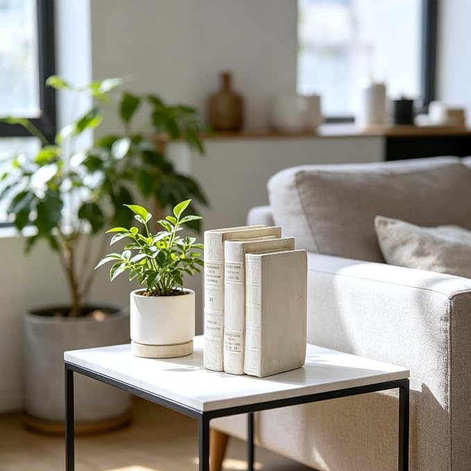 Decorative Books Living Room Décor - Resin Cream Faux Books Fake Modern Home Decoration for Bookshelf Coffee Table Décor 5.5 x 4.5 x 8 Inch Guichifun - Image 8
