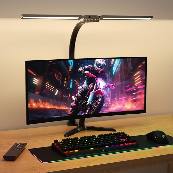 SIBRILLE Upgraded Desk Lamp for Home Office - Dimmable Computer Desk Light with Remote, Modern Architect Task Lamp with Color Changing, Flexible Desktop Lamp with Gooseneck for Monitor, Double Head - Image 8