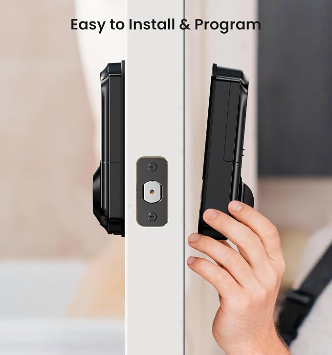 Veise VE017 Fingerprint Smart Door Lock, App Control, 8-in-1 Keyless Entry, Auto Lock, Emergency Power Port, Electronic Touchscreen Keypad, Biometric Smart Locks for Front Door, Matte Black - Image 15