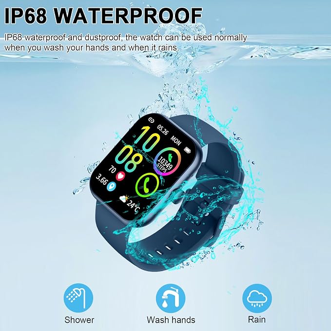 Smart Watch for Men Women (Answer/Make Call), 1.96"HD Smartwatch with Heart Rate/Sleep Monitor/Pedometer, 113+ Sports Modes, New Fitness Watch IP68 Waterproof, Activity Tracker for Android iOS-Blue - Image 8