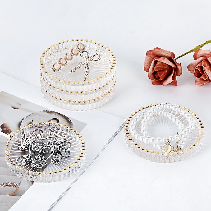 Set of 5 Modern Clear Coaster, Glass Coasters for Drinks, Crystal Coasters Round Cup Mat, Coffee Table Decor for Office, Kitchen, Bar, Dining Room, Living Room, Patio (Clear with Gold Rim) - Image 9