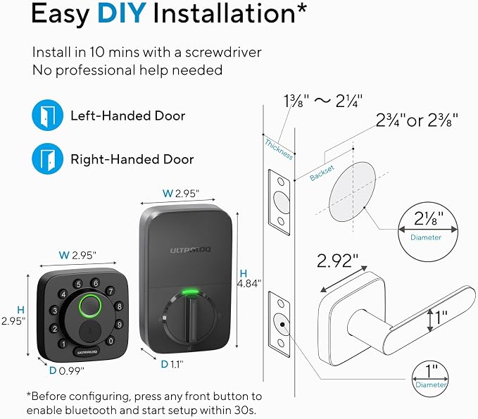 ULTRALOQ Bolt SE Keypad Door Lock with Handle, Built-in Wi-Fi, Matter Over Thread, App Remote Control, Works with Apple Home, Alexa, Google, Fingerprint Smart Locks for Front Door, Auto Lock - Image 9