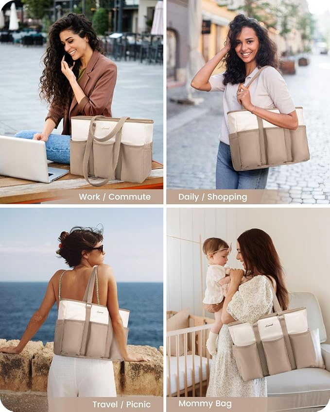 LOVEVOOK Work Tote Bag, 15.6 Inch Laptop Bag for Women Teacher Nurse Mom With Large Cup Holder, Utility Everything Bag For Travel College Daily, Large Computer Purse Handbag, Gift - Image 9