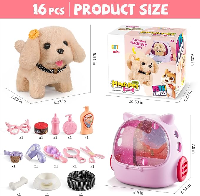 Vanvimen 16 Pcs Robot Dog Toys for Girls, Toys for 3 4 5 6 7 8 Year Old Girls Kids Boys, Realistic Robot Puppy Toy for 5-7 6-8, Ideas Birthday Gifts for Girl 3 4 5 6 Year Old - Image 9