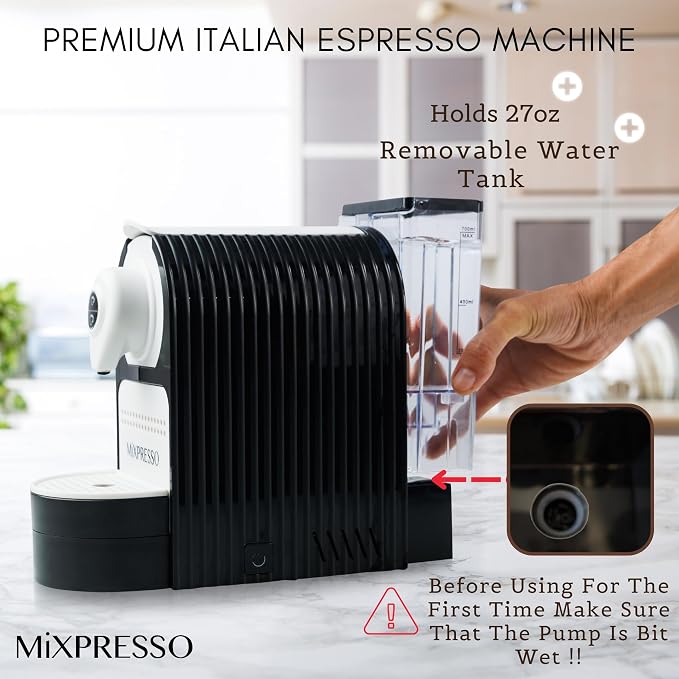 Mixpresso Espresso Machine, Compatible with Nespresso OriginalLine Capsules | 1400W single serve coffee maker with one-touch operation, 19-bar Italian pump and 27oz water tank, black - Image 8
