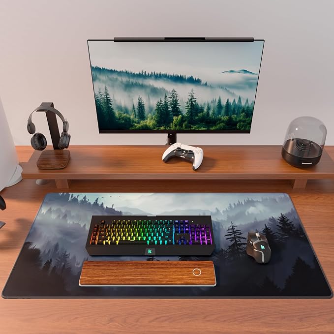 KTRIO Large Gaming Mouse Pad, Desk Mat, 31.5 x 15.7 in, Cloud Forest, XXL | Smooth Micro-Weave Surface, Artistic Pattern Design, Non-Slip Rubber Base, Durable Stitched Edges, Office & Home Use - Image 6