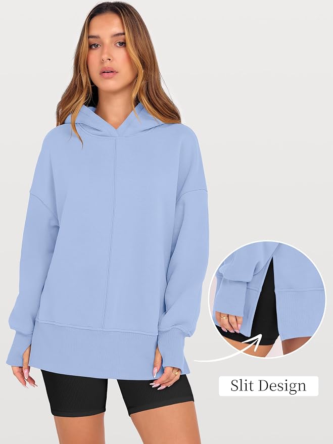 ANRABESS Womens Oversized Hoodies Long Sleeve Fleece Side Slit Hooded Sweatshirts Pullover 2026 Fall Outfits Y2K Clothes - Image 7