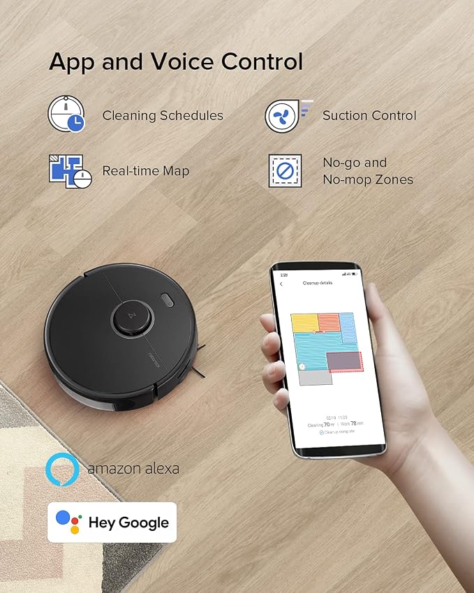 roborock S5 MAX Robot Vacuum and Mop Cleaner, Self-Charging Robotic Vacuum, Lidar Navigation, Selective Room Cleaning, No-mop Zones, 2000Pa Powerful Suction, 180mins Runtime, Works with Alexa - Image 6