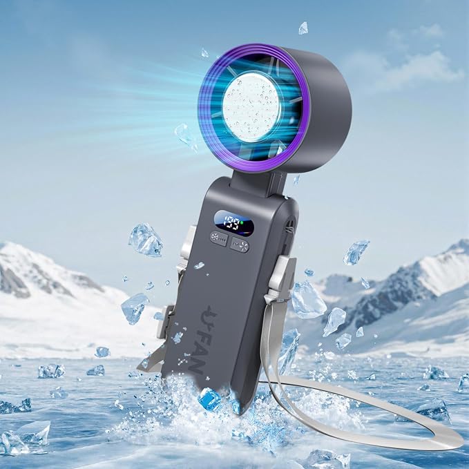 Handheld Fan, Portable Handheld Fan with Ice Function, mini personal fan, Turbo Powerful Rechargeable Fans,1-199 Speed, Foldable, for Women Men Outdoor Indoor travel essentials(Grey) - Image 9