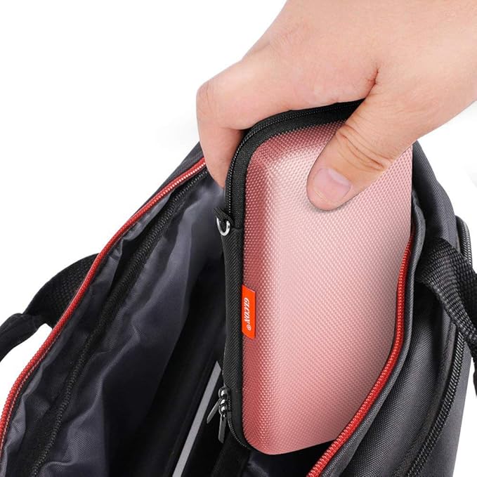 Cell Phone Carrying Case - Portable Hard EVA Charger Case - High Protection Small Zipper Travel Pouch Storage Bag Electronic Organizer for Battery, GPS, Hard Drive, Charging Cable, Cord - Pink - Image 7